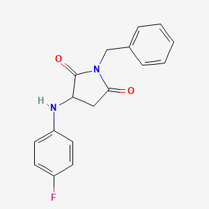 molecular formula C17H15FN2O2 B2357603 1-Benzyl-3-[(4-fluorophenyl)amino]pyrrolidine-2,5-dione CAS No. 306275-89-8