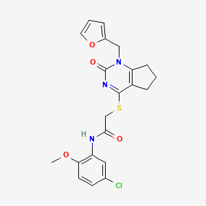molecular formula C21H20ClN3O4S B2357638 N-(5-chloro-2-methoxyphenyl)-2-((1-(furan-2-ylmethyl)-2-oxo-2,5,6,7-tetrahydro-1H-cyclopenta[d]pyrimidin-4-yl)thio)acetamide CAS No. 946326-31-4