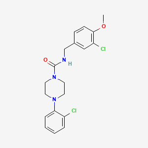 molecular formula C19H21Cl2N3O2 B2357656 N-[(3-chloro-4-methoxyphenyl)methyl]-4-(2-chlorophenyl)piperazine-1-carboxamide CAS No. 866132-10-7