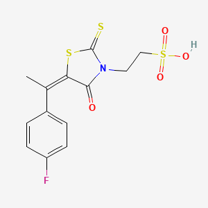 B2357690 (E)-2-(5-(1-(4-fluorophenyl)ethylidene)-4-oxo-2-thioxothiazolidin-3-yl)ethanesulfonic acid CAS No. 880641-77-0