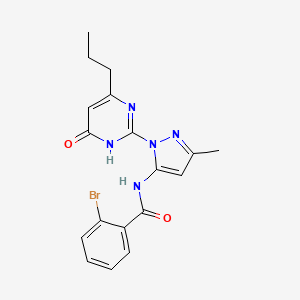 molecular formula C18H18BrN5O2 B2357708 2-bromo-N-(3-methyl-1-(6-oxo-4-propyl-1,6-dihydropyrimidin-2-yl)-1H-pyrazol-5-yl)benzamide CAS No. 1002931-70-5