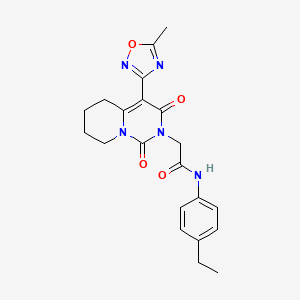 molecular formula C21H23N5O4 B2357743 N-(4-ethylphenyl)-2-[4-(5-methyl-1,2,4-oxadiazol-3-yl)-1,3-dioxo-5,6,7,8-tetrahydro-1H-pyrido[1,2-c]pyrimidin-2(3H)-yl]acetamide CAS No. 1775402-70-4