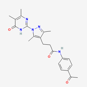 molecular formula C22H25N5O3 B2357745 N-(4-acetylphenyl)-3-(1-(4,5-dimethyl-6-oxo-1,6-dihydropyrimidin-2-yl)-3,5-dimethyl-1H-pyrazol-4-yl)propanamide CAS No. 1173064-63-5