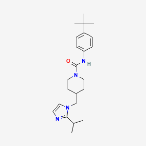 molecular formula C23H34N4O B2357759 N-(4-(tert-butyl)phenyl)-4-((2-isopropyl-1H-imidazol-1-yl)methyl)piperidine-1-carboxamide CAS No. 1396573-64-0