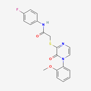 molecular formula C19H16FN3O3S B2357836 N-(4-fluorophenyl)-2-[4-(2-methoxyphenyl)-3-oxopyrazin-2-yl]sulfanylacetamide CAS No. 899759-36-5