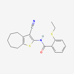 molecular formula C19H20N2OS2 B2357885 N-{3-cyano-4H,5H,6H,7H,8H-cyclohepta[b]thiophen-2-yl}-2-(ethylsulfanyl)benzamide CAS No. 898422-80-5