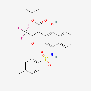 molecular formula C26H26F3NO6S B2357888 Isopropyl 4,4,4-trifluoro-2-(1-hydroxy-4-{[(2,4,5-trimethylphenyl)sulfonyl]amino}-2-naphthyl)-3-oxobutanoate CAS No. 494826-87-8