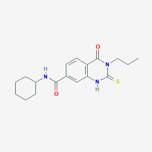 molecular formula C18H23N3O2S B2357889 N-cyclohexyl-4-oxo-3-propyl-2-sulfanylidene-1H-quinazoline-7-carboxamide CAS No. 403727-75-3