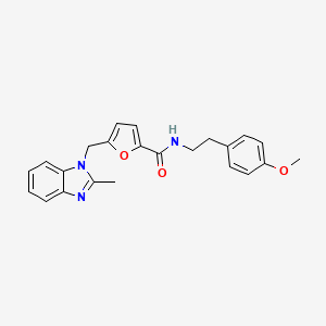 molecular formula C23H23N3O3 B2357932 N-(4-methoxyphenethyl)-5-((2-methyl-1H-benzo[d]imidazol-1-yl)methyl)furan-2-carboxamide CAS No. 1171916-12-3