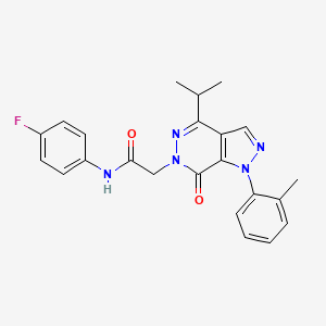molecular formula C23H22FN5O2 B2357948 N-(4-fluorophenyl)-2-[1-(2-methylphenyl)-7-oxo-4-(propan-2-yl)-1H,6H,7H-pyrazolo[3,4-d]pyridazin-6-yl]acetamide CAS No. 955848-63-2
