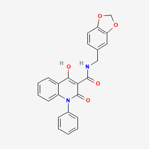 molecular formula C24H18N2O5 B2357960 N-[(2H-1,3-benzodioxol-5-yl)methyl]-4-hydroxy-2-oxo-1-phenyl-1,2-dihydroquinoline-3-carboxamide CAS No. 1040645-67-7