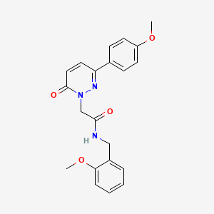 molecular formula C21H21N3O4 B2358005 2-[3-(4-methoxyphenyl)-6-oxo-1,6-dihydropyridazin-1-yl]-N-[(2-methoxyphenyl)methyl]acetamide CAS No. 899946-61-3