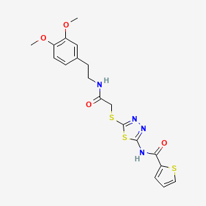 molecular formula C19H20N4O4S3 B2358009 N-(5-((2-((3,4-dimethoxyphenethyl)amino)-2-oxoethyl)thio)-1,3,4-thiadiazol-2-yl)thiophene-2-carboxamide CAS No. 893340-10-8
