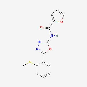 molecular formula C14H11N3O3S B2358080 N-{5-[2-(methylsulfanyl)phenyl]-1,3,4-oxadiazol-2-yl}furan-2-carboxamide CAS No. 886909-08-6