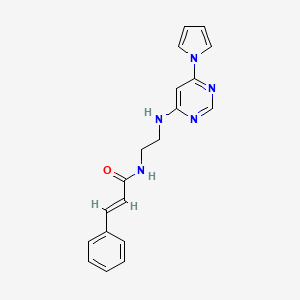 molecular formula C19H19N5O B2358084 N-(2-((6-(1H-pyrrol-1-yl)pyrimidin-4-yl)amino)ethyl)cinnamamide CAS No. 1396892-87-7