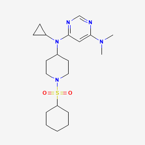 molecular formula C20H33N5O2S B2358142 N4-[1-(cyclohexanesulfonyl)piperidin-4-yl]-N4-cyclopropyl-N6,N6-dimethylpyrimidine-4,6-diamine CAS No. 2380170-76-1