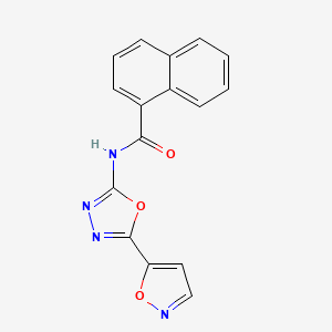 molecular formula C16H10N4O3 B2358187 N-[5-(1,2-oxazol-5-yl)-1,3,4-oxadiazol-2-yl]naphthalene-1-carboxamide CAS No. 946208-06-6