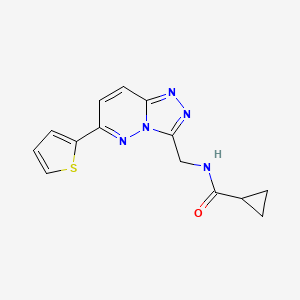 molecular formula C14H13N5OS B2358238 N-((6-(thiophen-2-yl)-[1,2,4]triazolo[4,3-b]pyridazin-3-yl)methyl)cyclopropanecarboxamide CAS No. 2034271-16-2