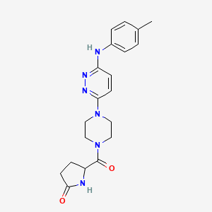 molecular formula C20H24N6O2 B2358247 5-(4-(6-(p-Tolylamino)pyridazin-3-yl)piperazine-1-carbonyl)pyrrolidin-2-one CAS No. 1257546-36-3