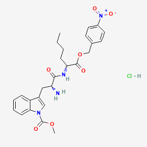 molecular formula C26H31ClN4O7 B2358253 Methyl 3-((R)-2-amino-3-(((R)-1-((4-nitrobenzyl)oxy)-1-oxohexan-2-yl)amino)-3-oxopropyl)-1H-indole-1-carboxylate hydrochloride CAS No. 865488-40-0
