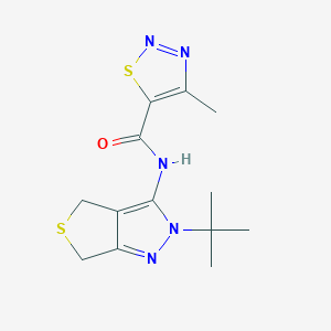 molecular formula C13H17N5OS2 B2358336 N-(2-(tert-butyl)-4,6-dihydro-2H-thieno[3,4-c]pyrazol-3-yl)-4-methyl-1,2,3-thiadiazole-5-carboxamide CAS No. 1219914-09-6