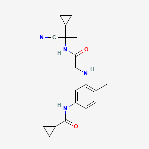 molecular formula C19H24N4O2 B2358382 N-[3-({[(1-cyano-1-cyclopropylethyl)carbamoyl]methyl}amino)-4-methylphenyl]cyclopropanecarboxamide CAS No. 1252535-41-3