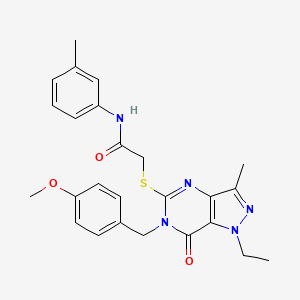 2-({1-ethyl-6-[(4-methoxyphenyl)methyl]-3-methyl-7-oxo-1H,6H,7H-pyrazolo[4,3-d]pyrimidin-5-yl}sulfanyl)-N-(3-methylphenyl)acetamide