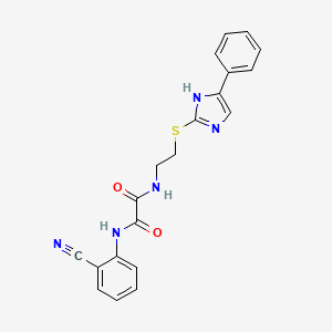 molecular formula C20H17N5O2S B2358453 N1-(2-cyanophenyl)-N2-(2-((4-phenyl-1H-imidazol-2-yl)thio)ethyl)oxalamide CAS No. 897456-78-9