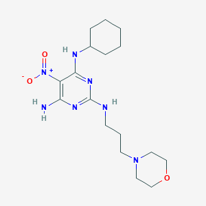 molecular formula C17H29N7O3 B2358463 N4-cyclohexyl-N2-[3-(morpholin-4-yl)propyl]-5-nitropyrimidine-2,4,6-triamine CAS No. 578735-93-0
