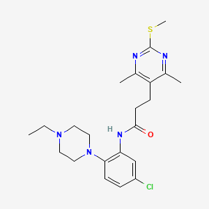 molecular formula C22H30ClN5OS B2358466 N-[5-chloro-2-(4-ethylpiperazin-1-yl)phenyl]-3-[4,6-dimethyl-2-(methylsulfanyl)pyrimidin-5-yl]propanamide CAS No. 1110894-93-3