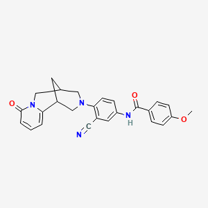 molecular formula C26H24N4O3 B2358467 N-(3-cyano-4-(8-oxo-5,6-dihydro-1H-1,5-methanopyrido[1,2-a][1,5]diazocin-3(2H,4H,8H)-yl)phenyl)-4-methoxybenzamide CAS No. 403829-33-4