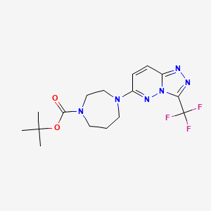 molecular formula C16H21F3N6O2 B2358468 Tert-butyl 4-[3-(trifluoromethyl)-[1,2,4]triazolo[3,4-f]pyridazin-6-yl]-1,4-diazepane-1-carboxylate CAS No. 1166819-51-7