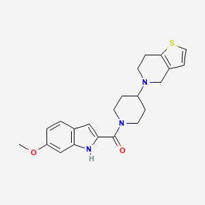 molecular formula C22H25N3O2S B2358470 (4-(6,7-dihydrothieno[3,2-c]pyridin-5(4H)-yl)piperidin-1-yl)(6-methoxy-1H-indol-2-yl)methanone CAS No. 2034522-25-1