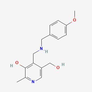 molecular formula C16H20N2O3 B2358472 5-(Hydroxymethyl)-4-({[(4-methoxyphenyl)methyl]amino}methyl)-2-methylpyridin-3-ol CAS No. 1713472-18-4