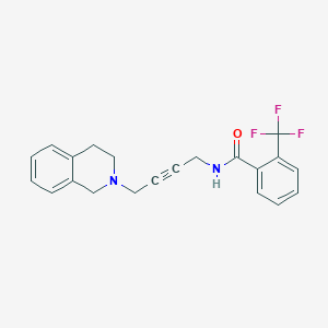 molecular formula C21H19F3N2O B2358488 N-(4-(3,4-dihydroisoquinolin-2(1H)-yl)but-2-yn-1-yl)-2-(trifluoromethyl)benzamide CAS No. 1351594-83-6