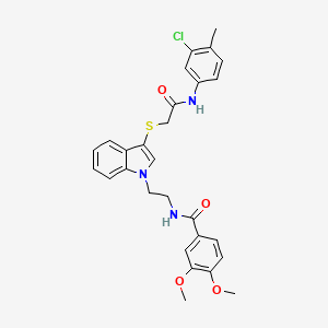 N-[2-[3-[2-(3-chloro-4-methylanilino)-2-oxoethyl]sulfanylindol-1-yl]ethyl]-3,4-dimethoxybenzamide