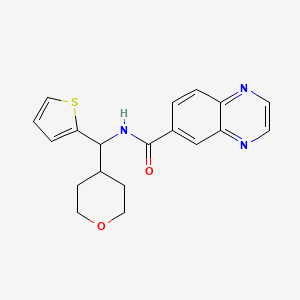 molecular formula C19H19N3O2S B2358491 N-((tetrahydro-2H-pyran-4-yl)(thiophen-2-yl)methyl)quinoxaline-6-carboxamide CAS No. 2309752-07-4