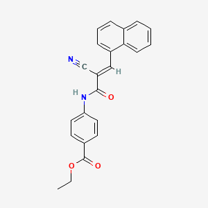 molecular formula C23H18N2O3 B2358500 ethyl 4-((2E)-2-cyano-3-naphthylprop-2-enoylamino)benzoate CAS No. 364626-11-9