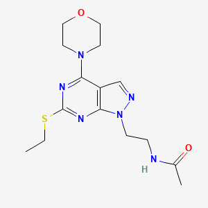 molecular formula C15H22N6O2S B2358526 N-(2-(6-(ethylthio)-4-morpholino-1H-pyrazolo[3,4-d]pyrimidin-1-yl)ethyl)acetamide CAS No. 953931-38-9