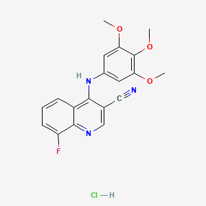 8-Fluoro-4-((3,4,5-trimethoxyphenyl)amino)quinoline-3-carbonitrile hydrochloride
