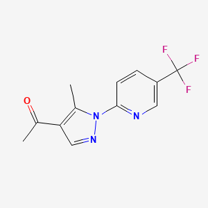 molecular formula C12H10F3N3O B2358544 1-{5-methyl-1-[5-(trifluoromethyl)pyridin-2-yl]-1H-pyrazol-4-yl}ethan-1-one CAS No. 1013851-91-6