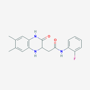 molecular formula C18H18FN3O2 B2358557 2-(6,7-dimethyl-3-oxo-1,2,3,4-tetrahydroquinoxalin-2-yl)-N-(2-fluorophenyl)acetamide CAS No. 306969-54-0