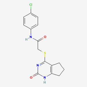 molecular formula C15H14ClN3O2S B2358569 N-(4-chlorophenyl)-2-({2-oxo-1H,2H,5H,6H,7H-cyclopenta[d]pyrimidin-4-yl}sulfanyl)acetamide CAS No. 946371-99-9