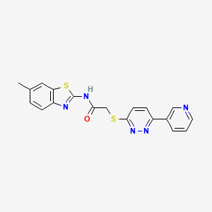 molecular formula C19H15N5OS2 B2358578 N-(6-methyl-1,3-benzothiazol-2-yl)-2-{[6-(pyridin-3-yl)pyridazin-3-yl]sulfanyl}acetamide CAS No. 894002-05-2