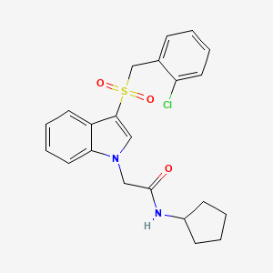 molecular formula C22H23ClN2O3S B2358585 2-(3-((2-chlorobenzyl)sulfonyl)-1H-indol-1-yl)-N-cyclopentylacetamide CAS No. 893288-68-1