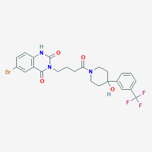 molecular formula C24H23BrF3N3O4 B2358612 6-bromo-3-(4-(4-hydroxy-4-(3-(trifluoromethyl)phenyl)piperidin-1-yl)-4-oxobutyl)quinazoline-2,4(1H,3H)-dione CAS No. 892286-86-1
