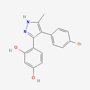 molecular formula C16H13BrN2O2 B2358617 4-(4-(4-bromophenyl)-5-methyl-1H-pyrazol-3-yl)benzene-1,3-diol CAS No. 955876-77-4