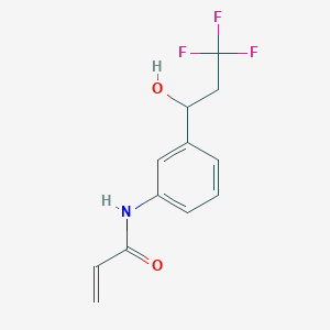 molecular formula C12H12F3NO2 B2358618 N-[3-(3,3,3-Trifluoro-1-hydroxypropyl)phenyl]prop-2-enamide CAS No. 2361646-10-6