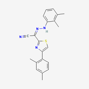 molecular formula C21H20N4S B2358621 (Z)-N'-(2,3-dimethylphenyl)-4-(2,4-dimethylphenyl)thiazole-2-carbohydrazonoyl cyanide CAS No. 477285-31-7