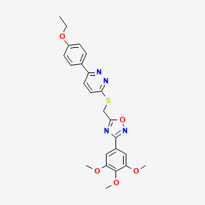 molecular formula C24H24N4O5S B2358624 3-(4-Ethoxyphenyl)-6-({[3-(3,4,5-trimethoxyphenyl)-1,2,4-oxadiazol-5-yl]methyl}thio)pyridazine CAS No. 1114915-09-1